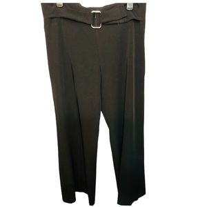 Andreana size 12 black high rise wide leg dress pants self belt Made in Italy